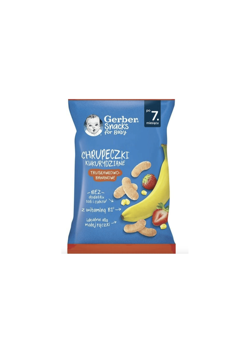 Gerber снеки кукурудзяні зі смаком полуниці та банана 28 г