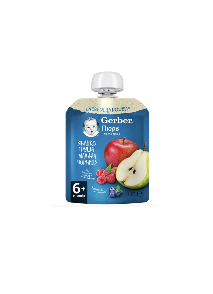 Gerber пюре з яблук, груші, малини та чорниці 90 г