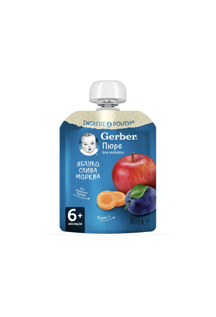 Gerber пюре з яблук, сливи та моркви 90 г