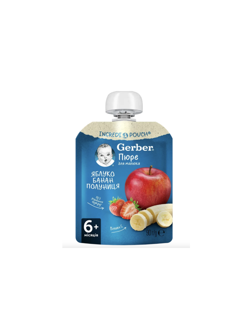 Gerber пюре з яблук, банана та полуниці 90 г