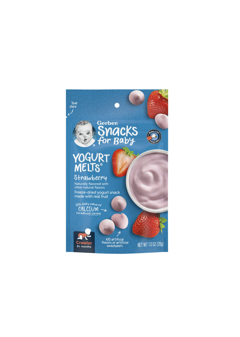 Gerber Yogurt Melts снеки для малюків від 8 місяців зі смаком полуниці 28 г
