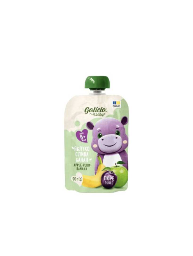 Galicia пюре з яблук, сливи та банана 90 г