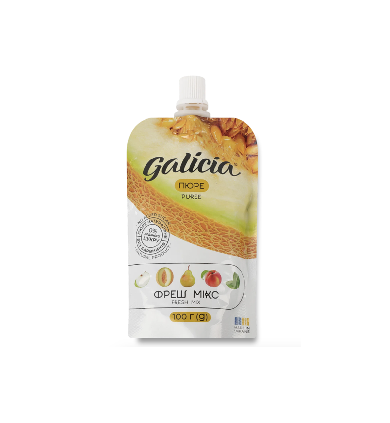 Galicia пюре із суміші фруктів зі смаком дині та м'яти "Фреш мікс" 100 г