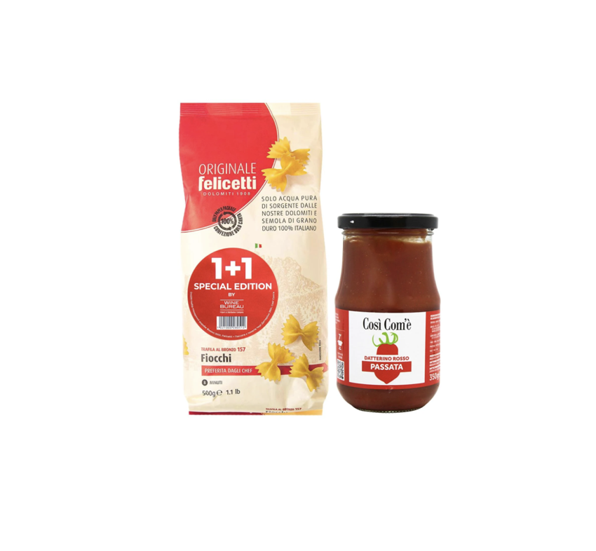 Набір Felicetti макарони fiocchi 500 г + Cosi Com'e паста з томатів  350 г
