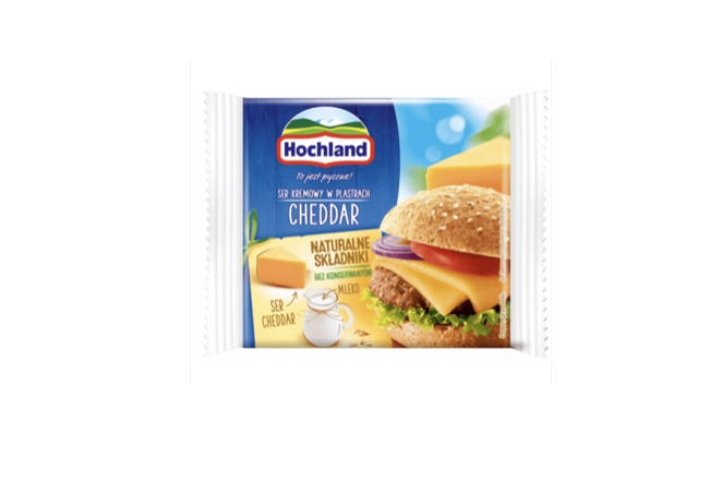 Hochland сир чеддер плавлений скибками 130 г