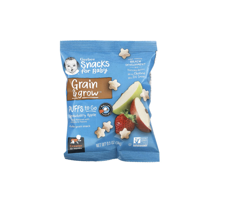 Gerber Grain&Grow снеки дітей від 8 місяців зі смаком полуниці та яблука 14 г