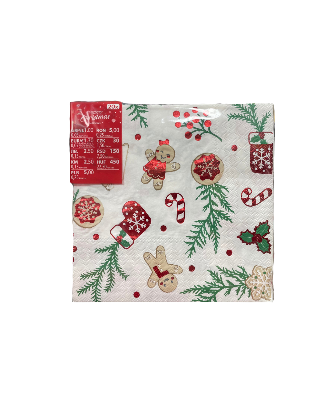 Pepco серветки з новорічним принтом 20 шт