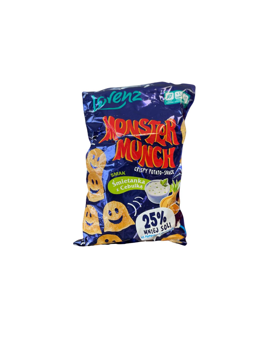 Lorenz monster munch картопляні снеки зі смаком сметани та цибулі 100 г