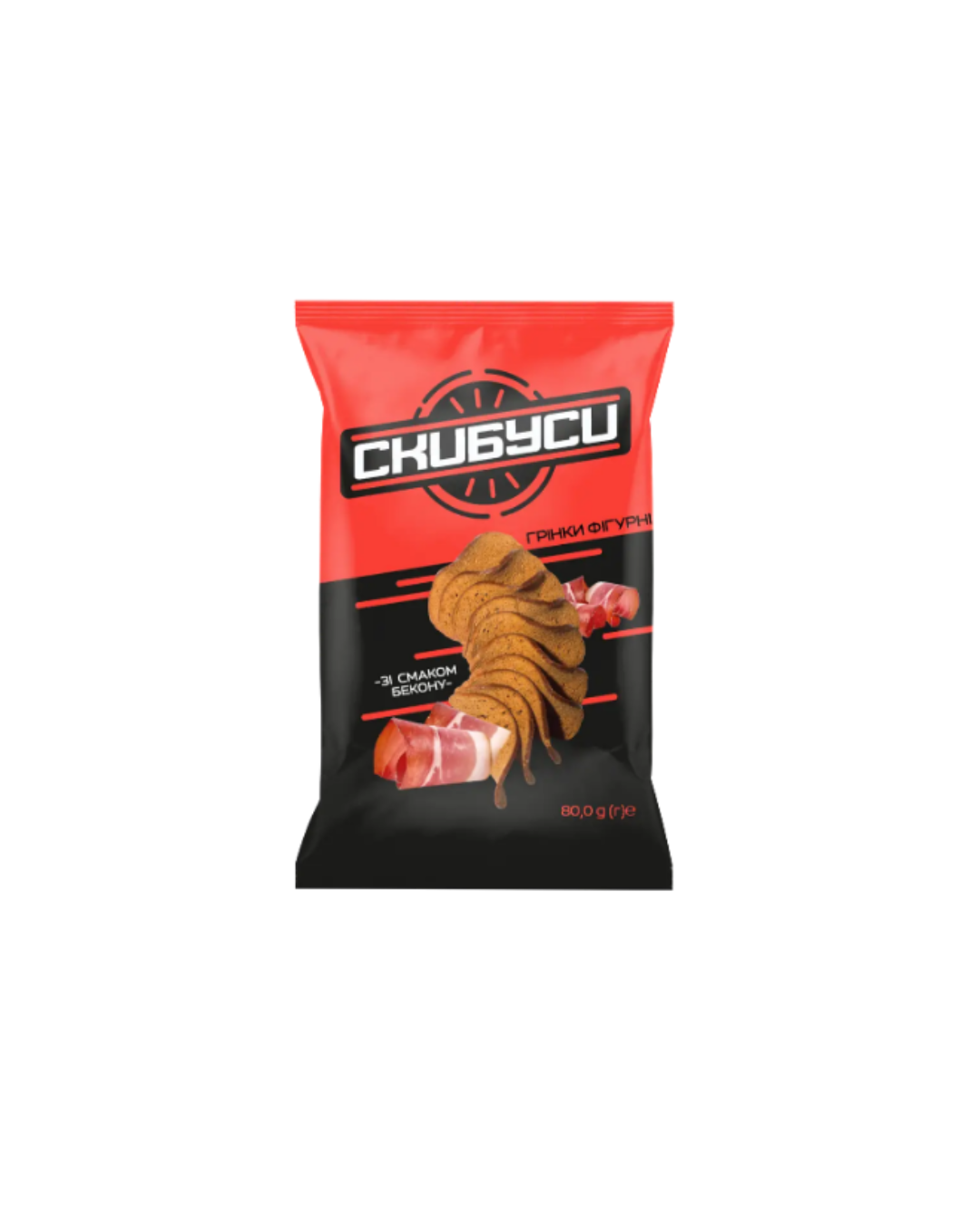 Скибуси грінки фігурні зі смаком бекону 80 г