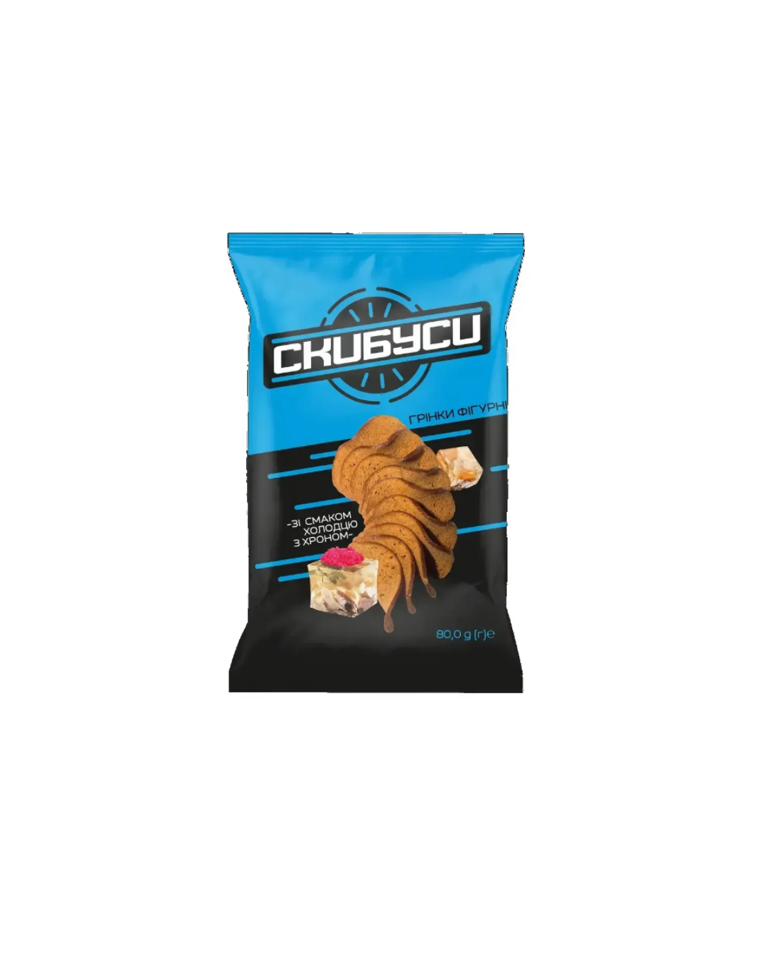 Скибуси грінки фігурні зі смаком холодцю з хроном 80 г