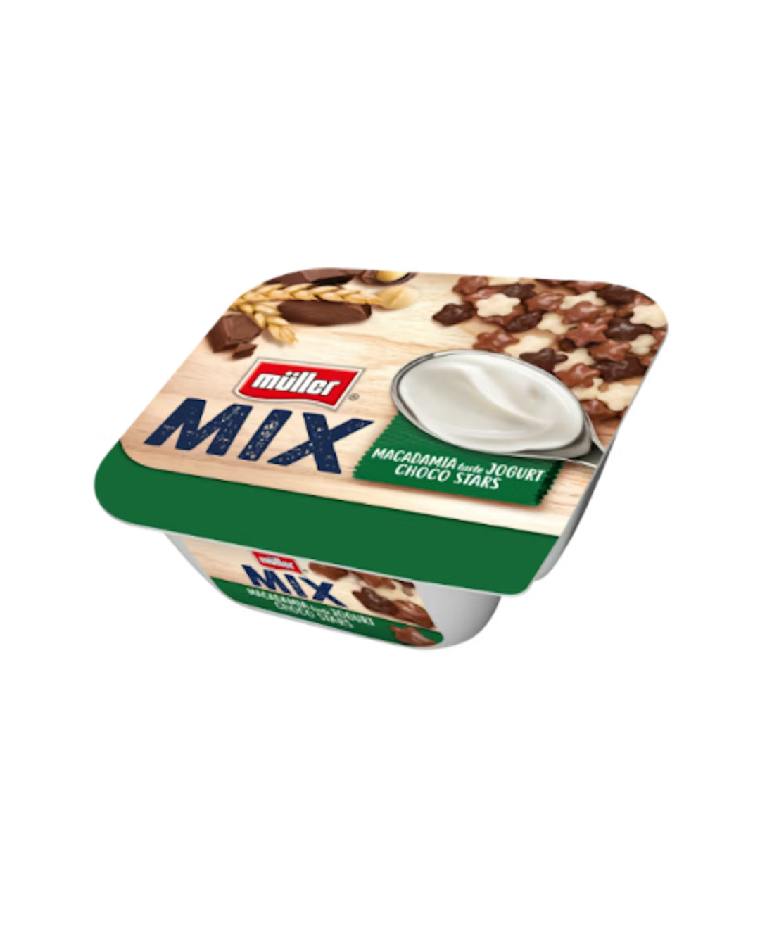 Muller mix йогурт з макадамією та шоколадними зірочками 130 г